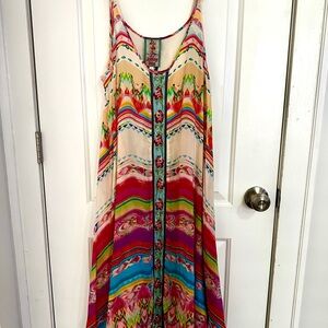 Johnny Was Multicolor Striped Maxi Dress